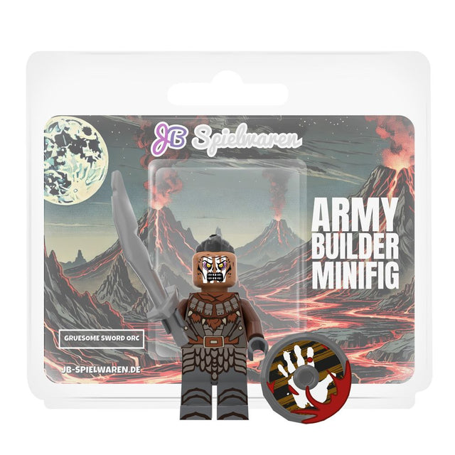 Gruesome Sword Orc custom minifigure with white hand shield and weapon