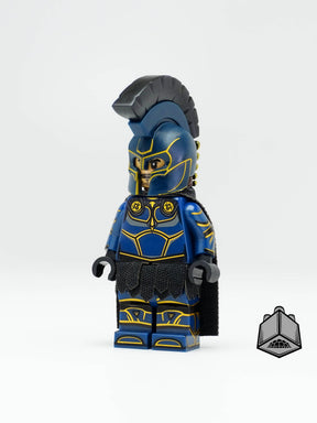 Agamemnon figure from AV Figures, a pad-printed LEGO minifigure inspired by The Odyssey, featuring dark blue details and custom design.