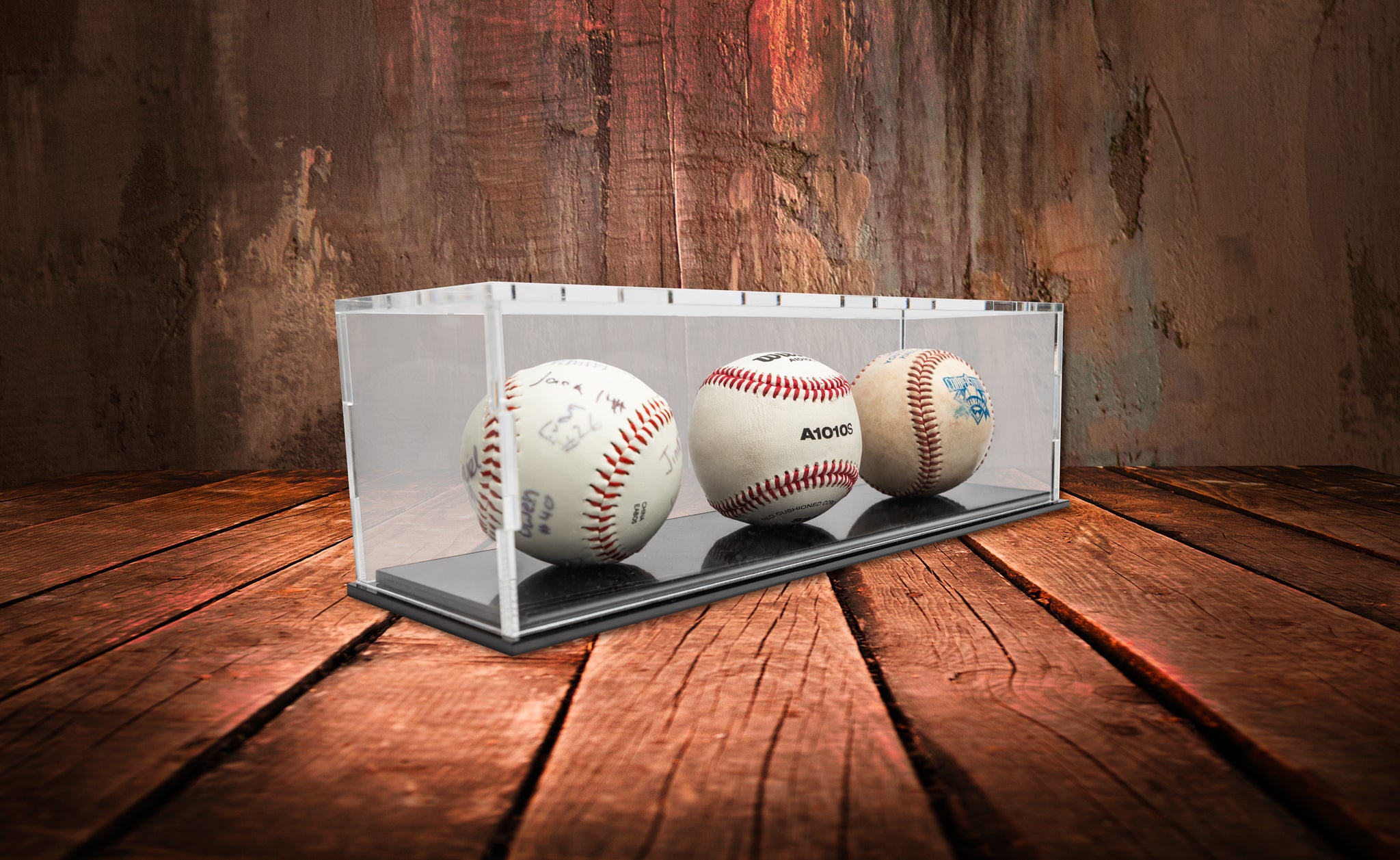 Clear Acrylic Collectible Baseball Display Case (Fits 3)