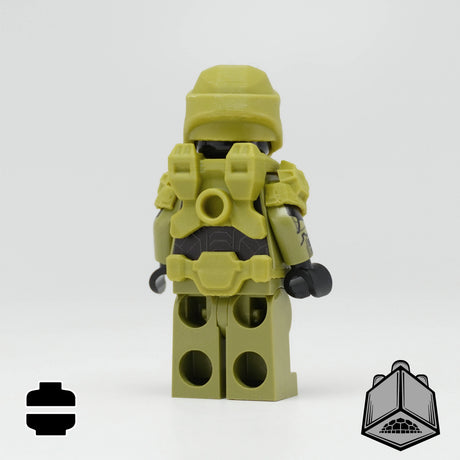 UV printed Master Chief figure from AV Figures, showing the detailed back view with vibrant colors and intricate design.