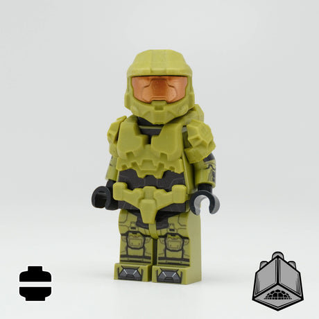 UV printed Master Chief figure by AV Figures, front view showcasing detailed armor and iconic design.