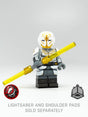 Custom LEGO Jedi Temple Sentinel figure by AV Figures, detailed minifigure of a Jedi Temple Guard with intricate design.