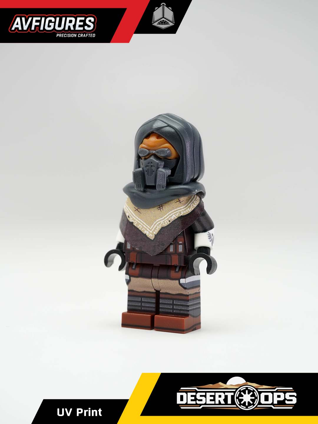Custom LEGO Plo Koon Jedi Master minifigure by AV Figures, UV printed Season 6 version with detailed front view.