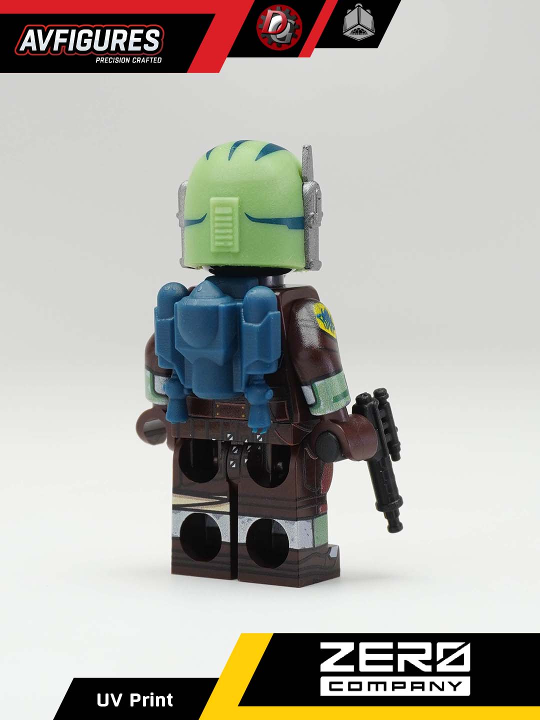 Custom LEGO minifigure of Cly Kullervo by AV Figures, featuring UV printed details and intricate character design.