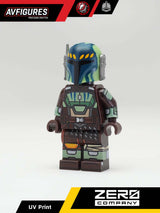 Custom Cly Kullervo UV printed LEGO minifigure by AV Figures, front view showcasing detailed design and vibrant colors.