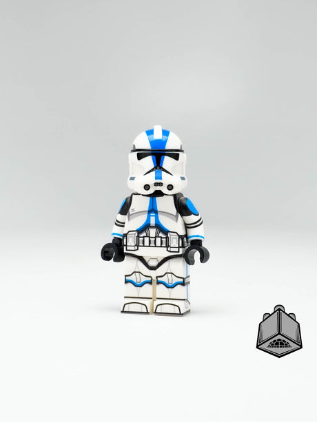 UV printed LEGO RP2 501st Trooper figure by AV Figures, detailed front view of the custom minifigure with blue armor.