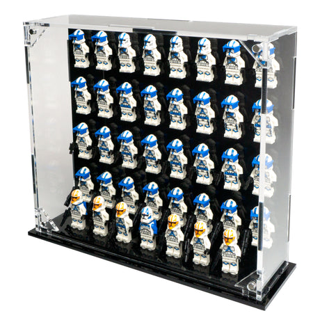 Desktop Podium for 39 Minifigures -  Removable magnetic panel