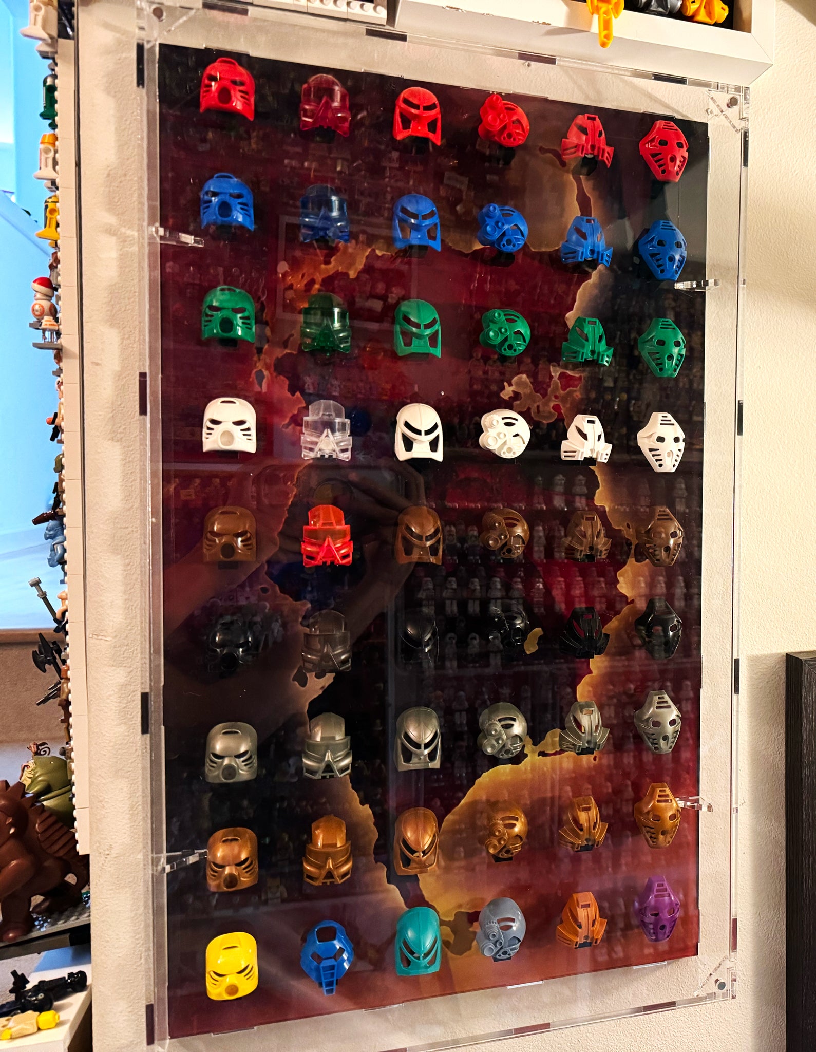 Wall Mounted Display Case for LEGO® Bionicle Masks - 54 count