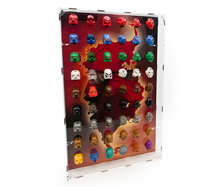 Wall Mounted Display Case for LEGO® Bionicle Masks - 54 count - BrickShell Cases