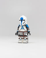 Custom UV-printed Bartok Knight 501st Trooper minifigure by AV Figures, detailed with vibrant armor and unique design features.