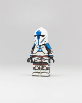 Custom UV-printed Bartok Knight 501st Trooper minifigure by AV Figures, detailed with vibrant armor and unique design features.