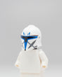 Custom Minifigure helmet featuring Bartok Captain Rex design by AV Figures, with detailed pad printing on a LEGO-style helmet.