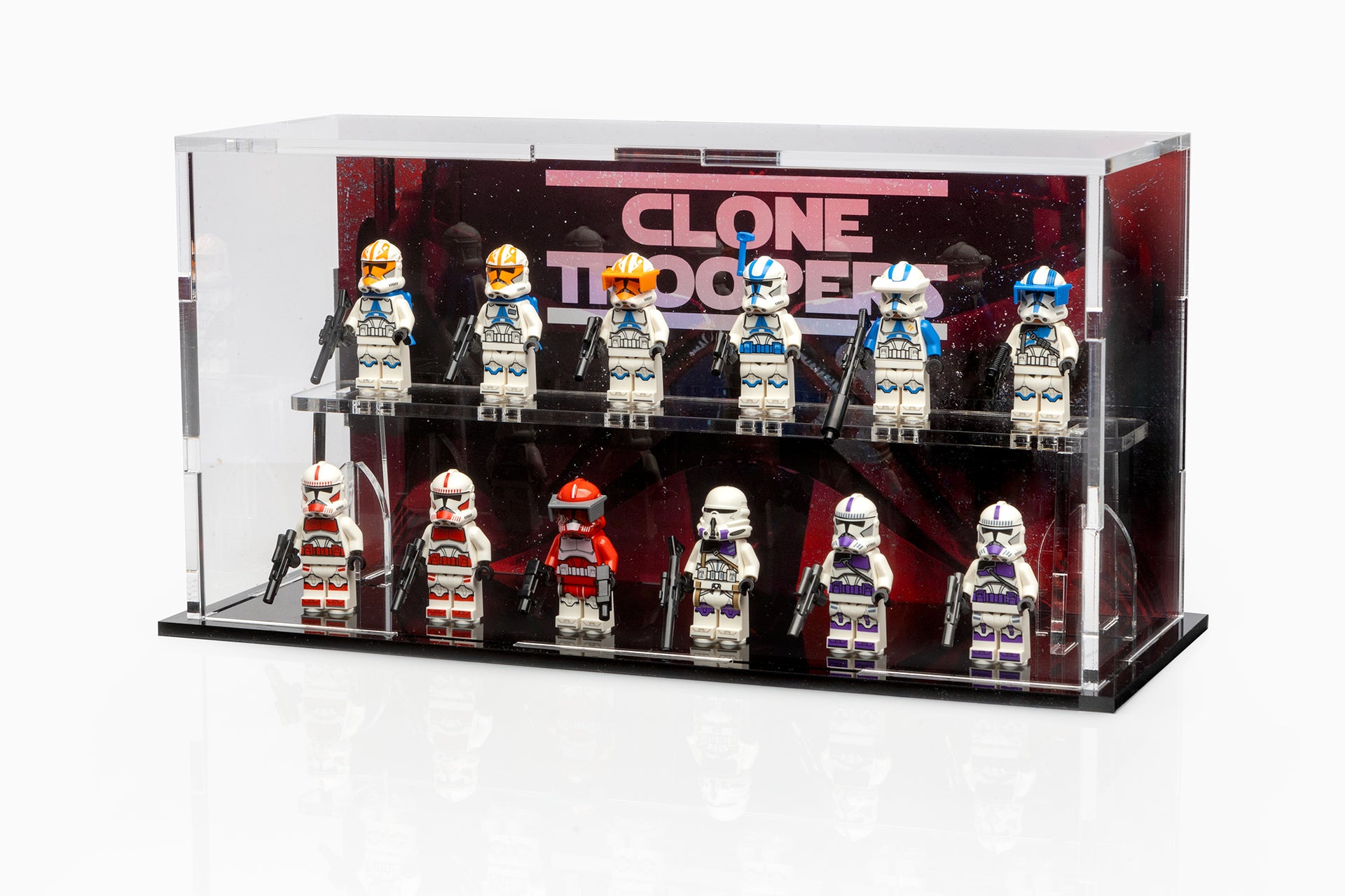 Display case for 12 LEGO® Star Wars® Clone Trooper Minifigures