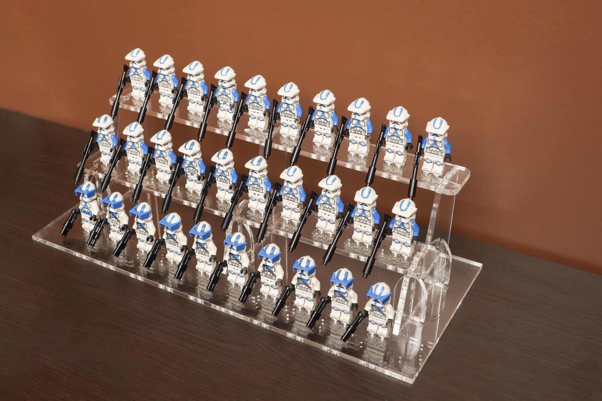 Minifigure 30 Count Display Stand - Clear Base - WS - BrickShell Cases