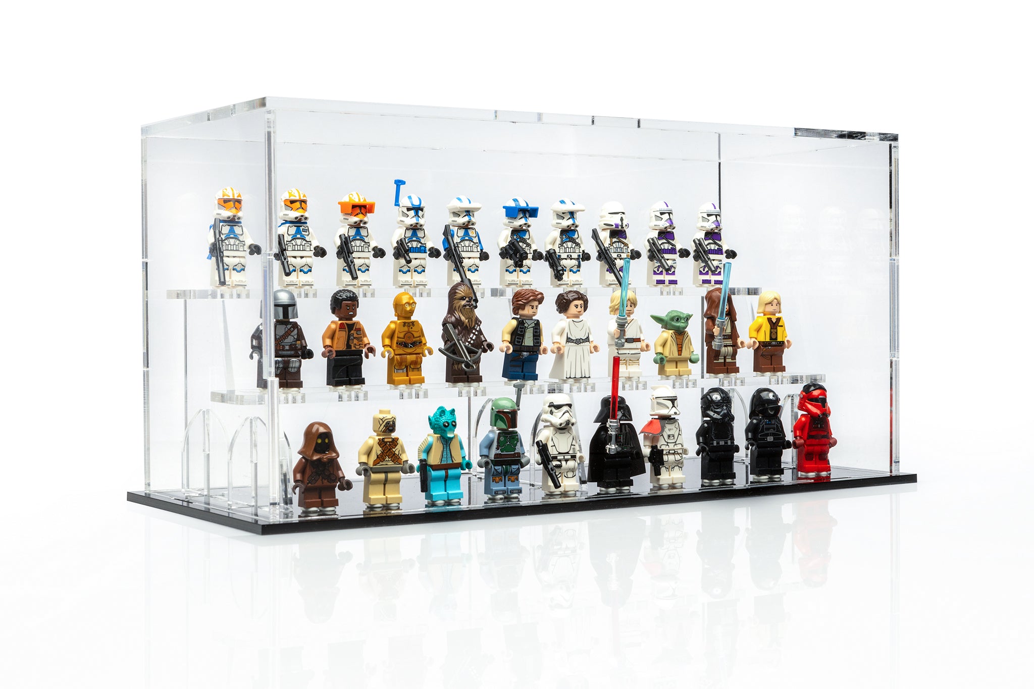 Display podiums for 30 LEGO® Minifigures