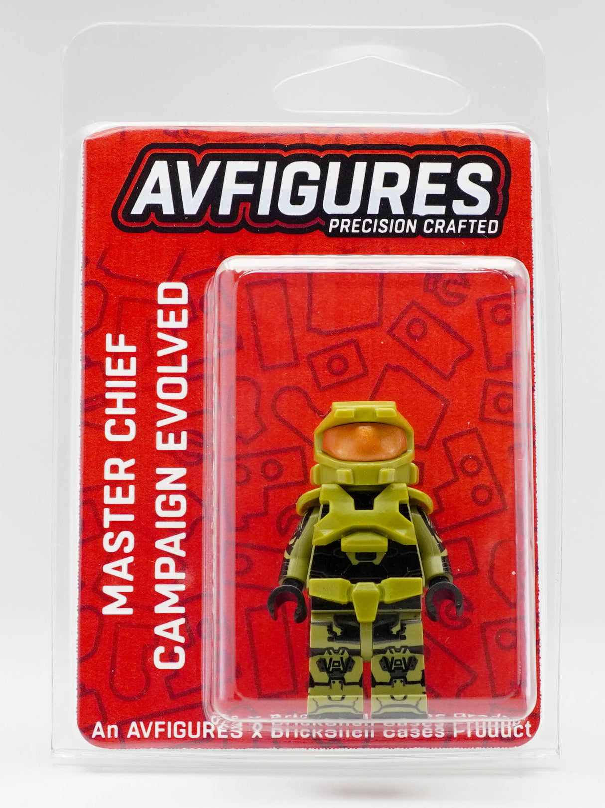 Master Chief Campaign Evolved figure by AV Figures in packaging, detailed pad-printed design, collectible gaming figure.