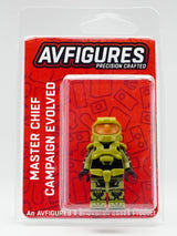Master Chief Campaign Evolved figure by AV Figures in packaging, detailed pad-printed design, collectible gaming figure.
