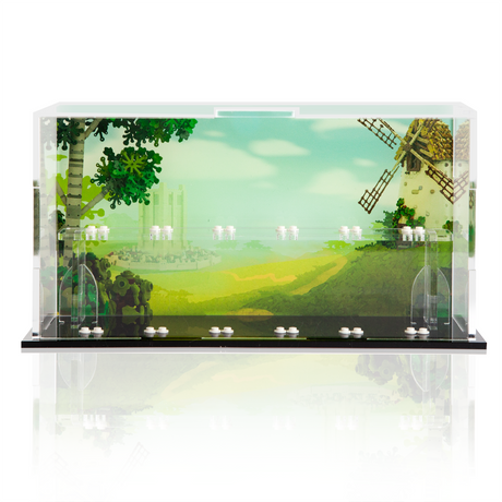 LEGO Shrek minifigure display case by BrickShell Cases, 12-count podium for showcasing Shrek minifigures.