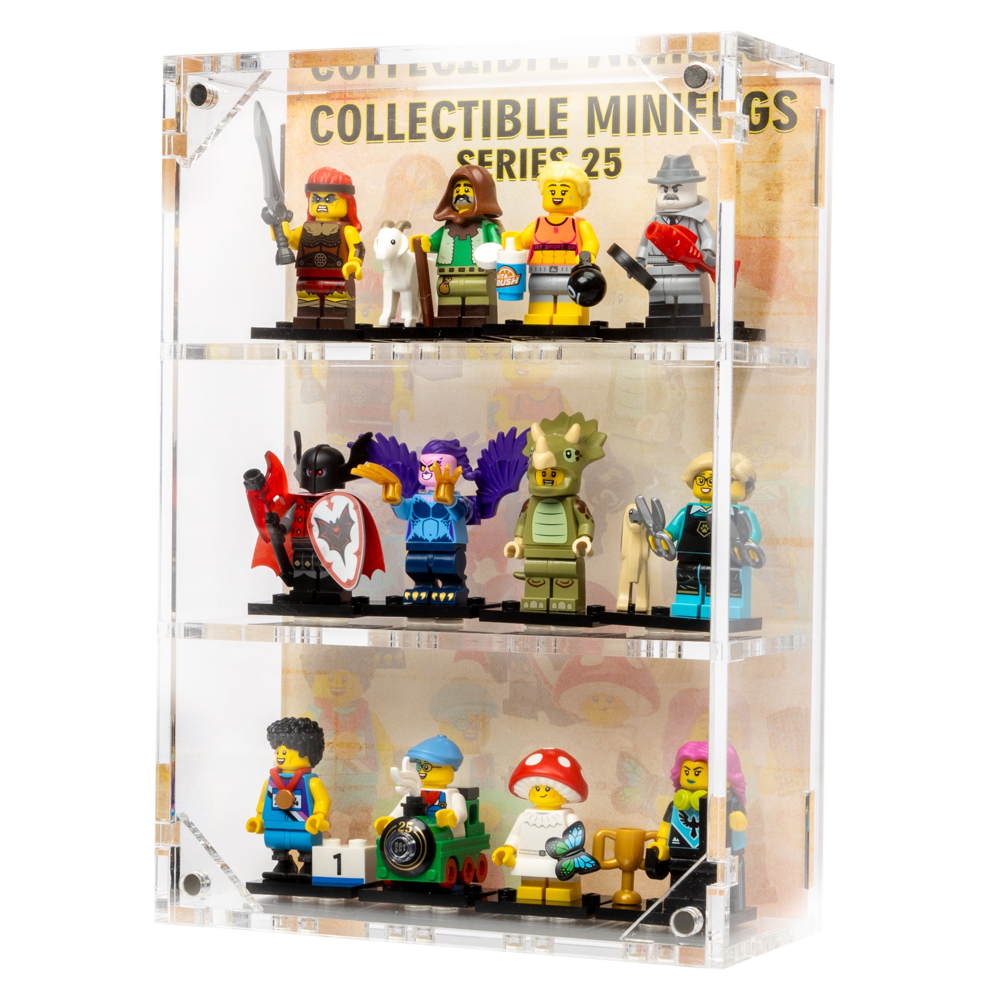 Wall Mounted Display Cases for 12 CMF 25 LEGO® Minifigures