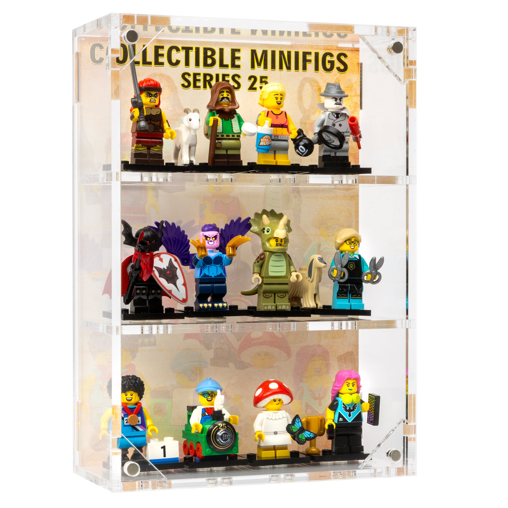 Wall Mounted Display Cases for 12 CMF 25 LEGO® Minifigures