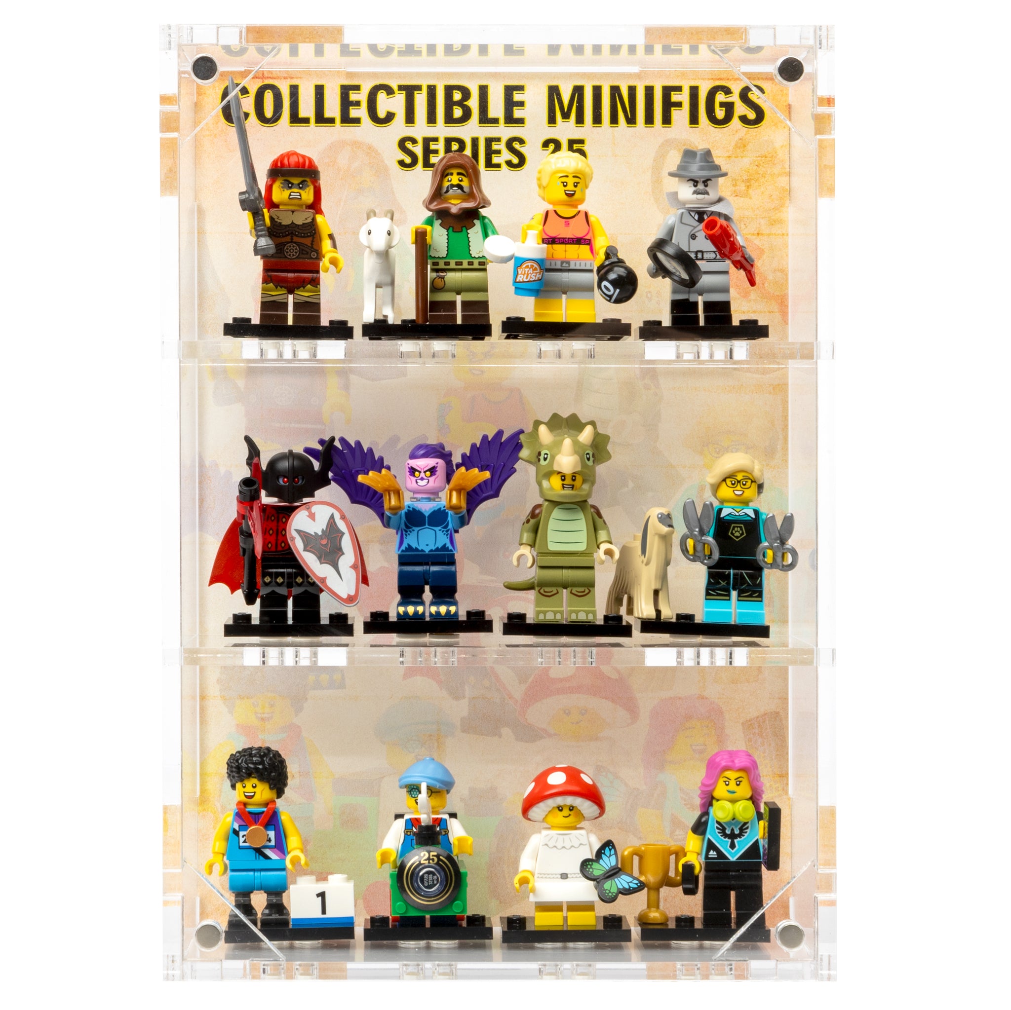 Wall Mounted Display Cases for 12 CMF 25 LEGO® Minifigures