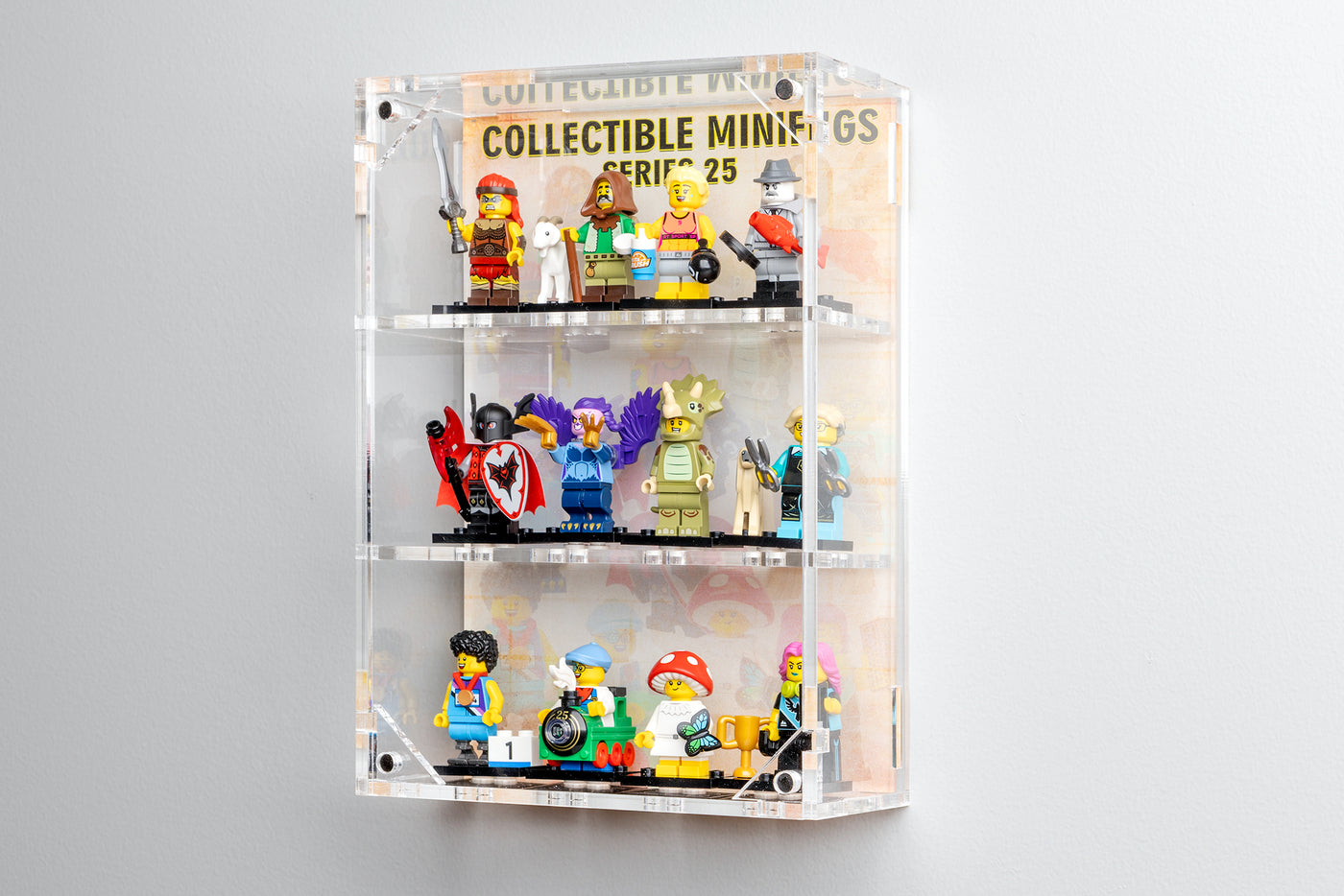 Wall Mounted Display Cases for 12 CMF 25 LEGO® Minifigures - BrickShell Cases