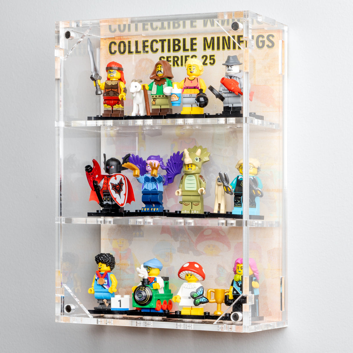 Wall Mounted Display Cases for 12 CMF 25 LEGO® Minifigures