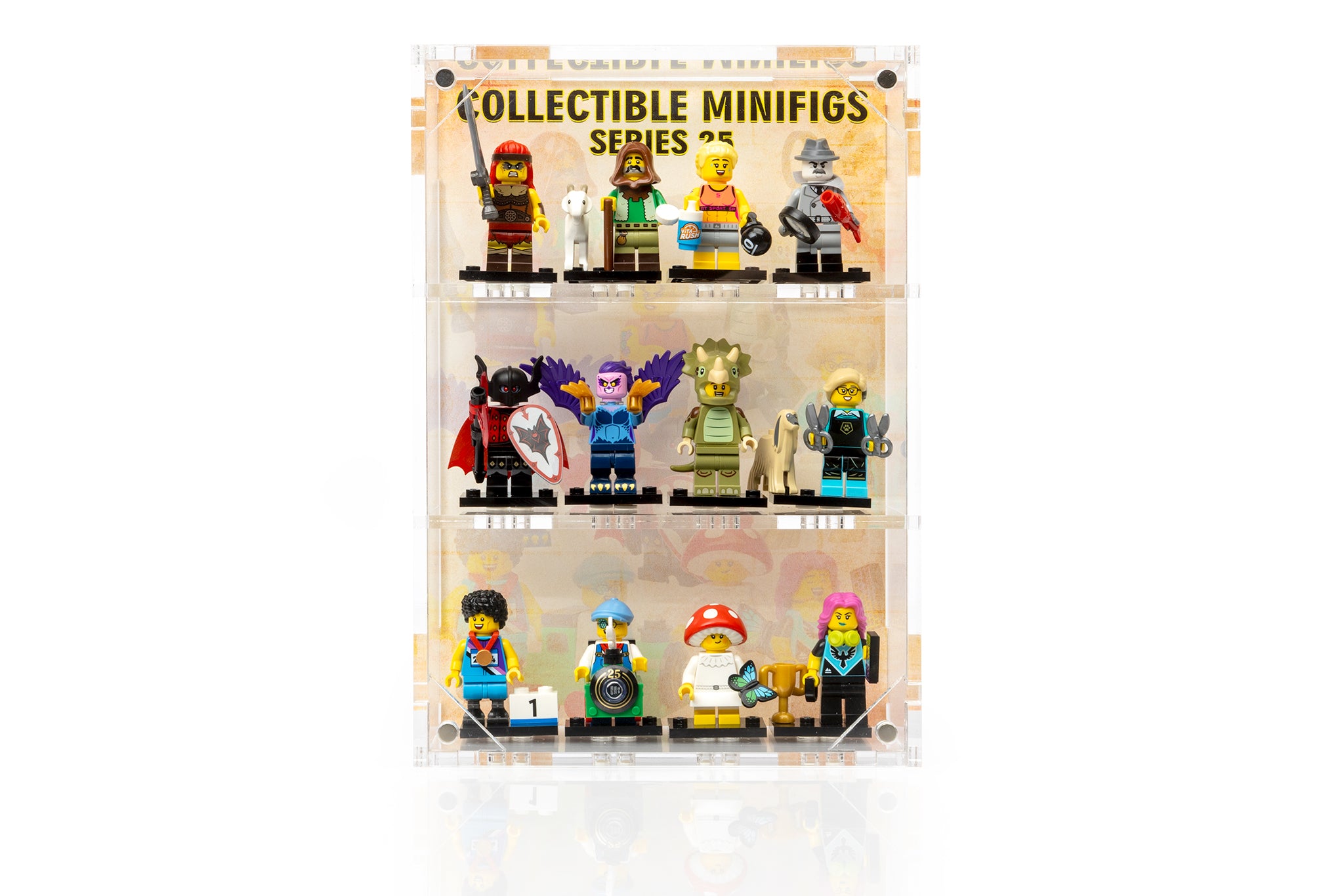 Wall Mounted Display Cases for 12 CMF 25 LEGO® Minifigures - BrickShell Cases