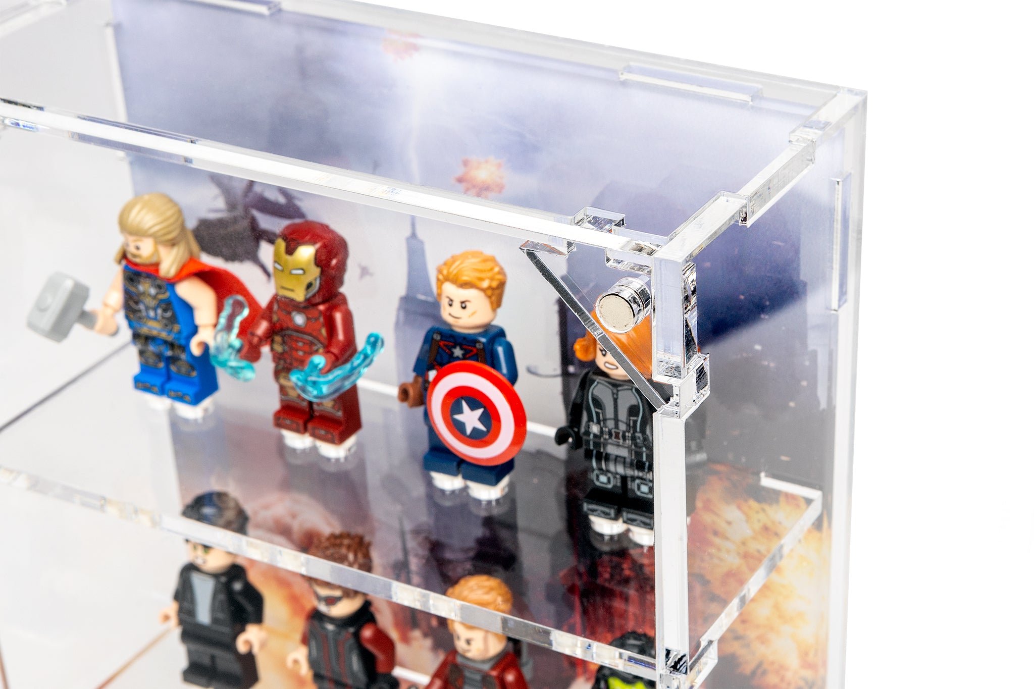 Wall Mounted Display Cases for 12 Avengers Battle of New York LEGO® Minifigures - BrickShell Cases