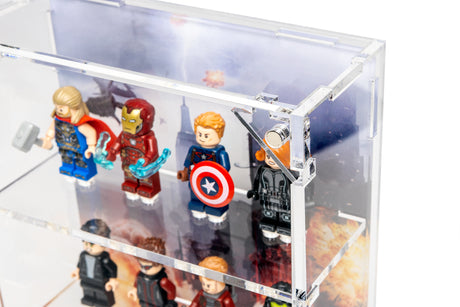 Wall Mounted Display Cases for 12 Avengers Battle of New York LEGO® Minifigures - BrickShell Cases