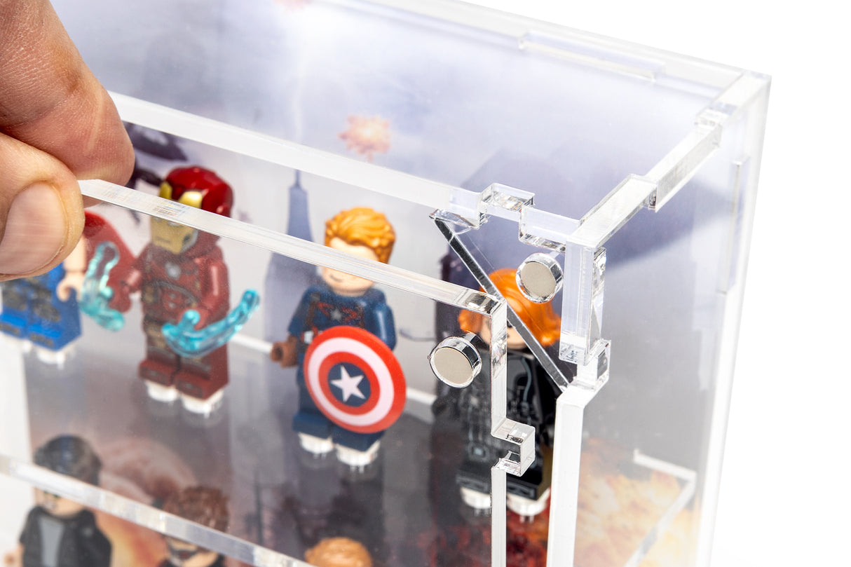 Wall Mounted Display Cases for 12 Avengers Battle of New York LEGO® Minifigures - BrickShell Cases