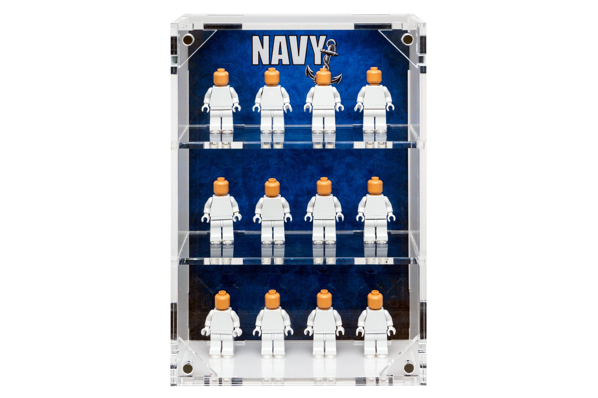 Military Minifigure 12-Count Wall-Mounted Display Case - NAVY - BrickShell Cases