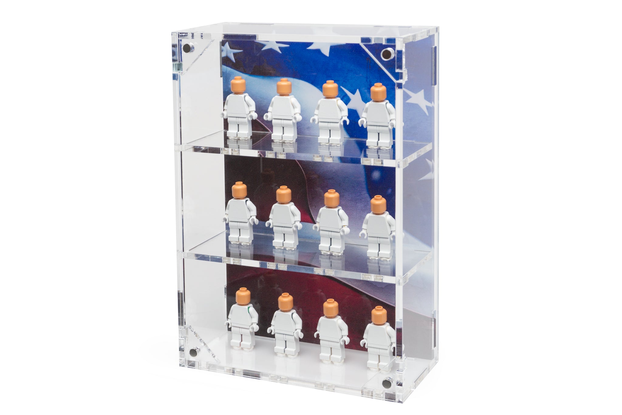 Military Minifigure 12-Count Wall-Mounted Display Case (US Flag) - BrickShell Cases