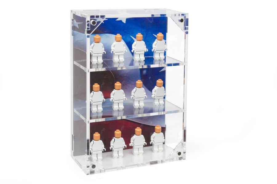 Military Minifigure 12-Count Wall-Mounted Display Case (US Flag) - BrickShell Cases