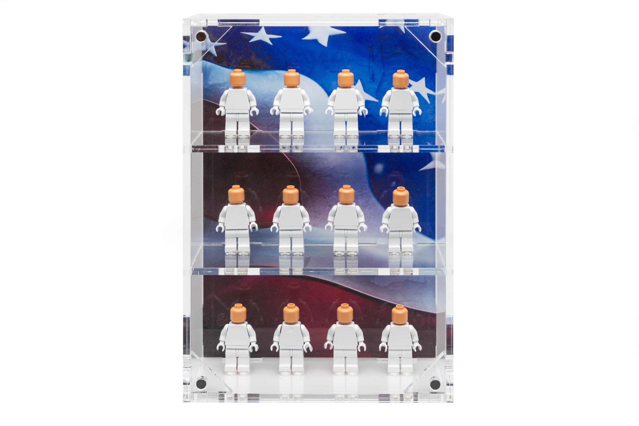 Military Minifigure 12-Count Wall-Mounted Display Case (US Flag) - BrickShell Cases