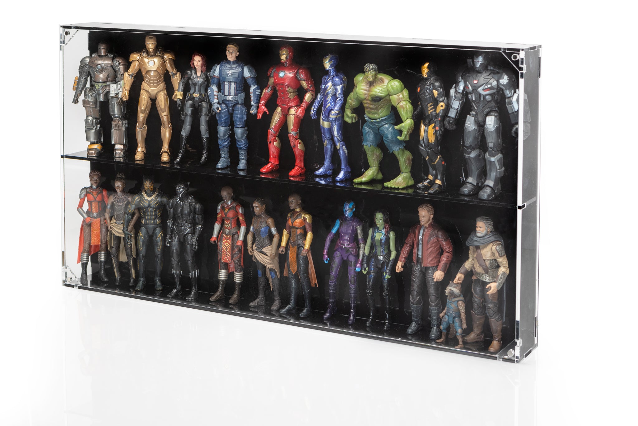 Wall Mounted Display Case for 6 inch Action Figures - 18 count - BrickShell Cases