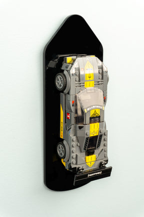 Black Speed Champion display plaque by BrickShell Cases, wall mount display for speed achievement recognition.